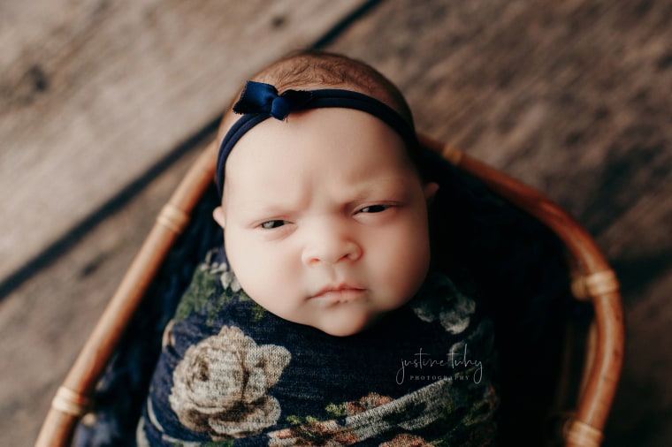 Photographer Justine Tuhy said newborn Luna Musa "stared her down" during a photoshoot. 