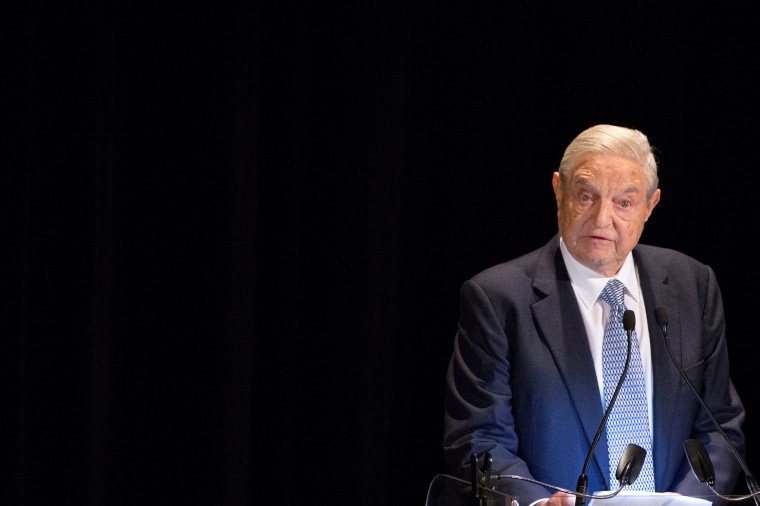 Image: FILE PHOTO: George Soros speaks on stage at the Annual Freedom Award Benefit Event hosted by the International Rescue Committee at the Waldorf-Astoria in New York