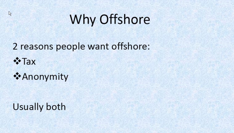 A slide from a PowerPoint presentation created by Formations House to market offshore shell companies to clients.