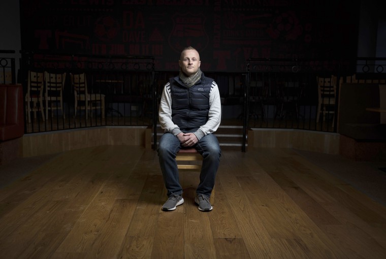 Image: Loyalist Jamie Bryson photographed at the Constitution Club in east Belfast.