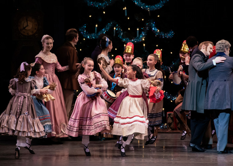 Charlotte Nebres and fellow School of American Ballet students in New York City Ballet's production of George Balanchine's "The Nutcracker."