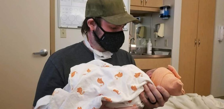 Wyoming father Michael Bise held his new baby daughter just weeks after needing a double lung transplant that saved his life. 
