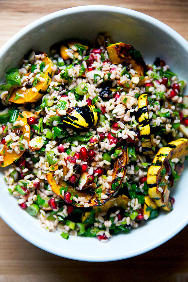 Winter tabbouleh with roasted delicata squash