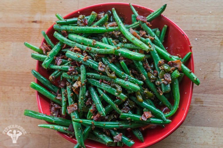 Bacon, jalapeno and garlic green beans