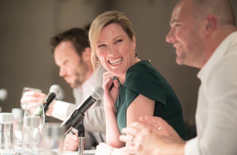 Rebecca Gray at the judge's table.