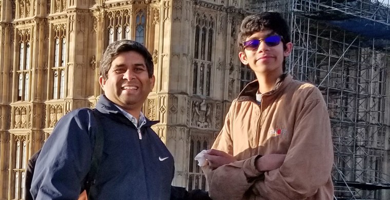 Srikanth Mamidi with his son, Prabhav.