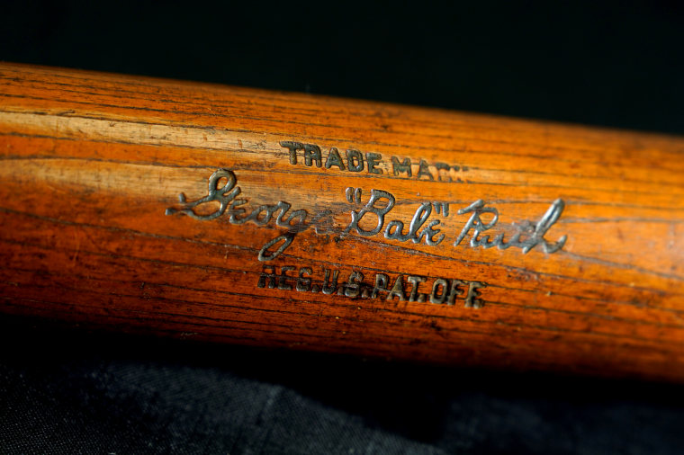 Image: Babe Ruth's 500th home run bat is shown before it goes up for auction by SCP Auctions in Laguna Niguel, Calif., on Nov. 25, 2019.