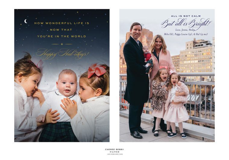 Jenna's Christmas card wishes everyone "Happy Hal-idays" in honor of her family's newest addition, her baby son Hal. 