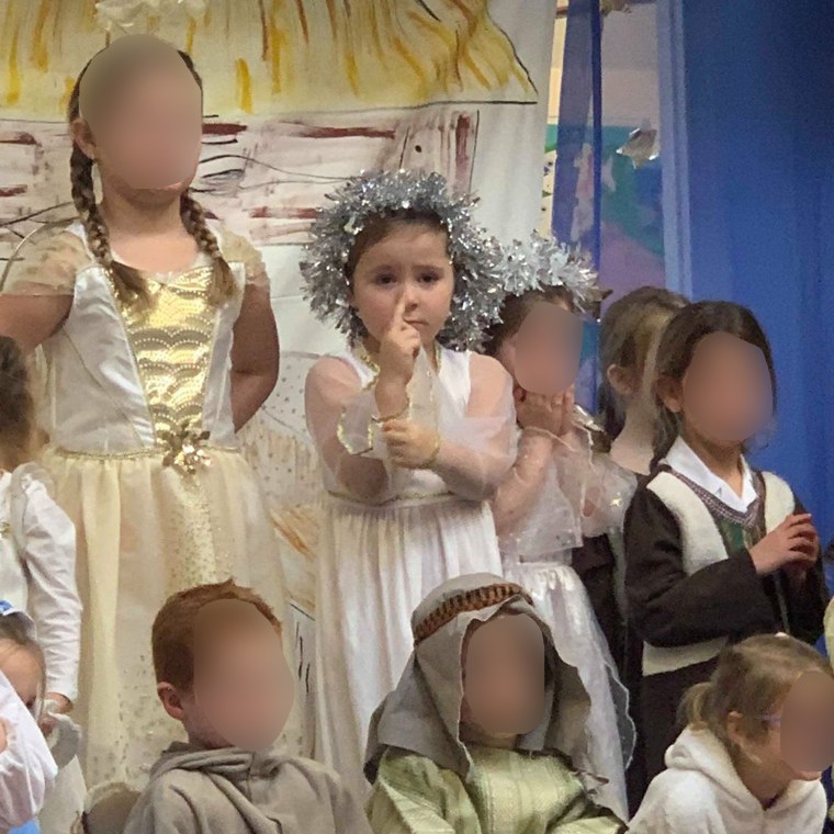 At first, 5-year-old Ella Legge inspected just the offending hangnail during the nativity play. Then she inspected both to compare and contrast the difference. 