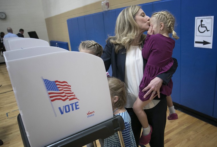 Image: Democratic Congressional  For Virginia Candidate Abigail Spanberger Places Her Vote In The Midterm Elections