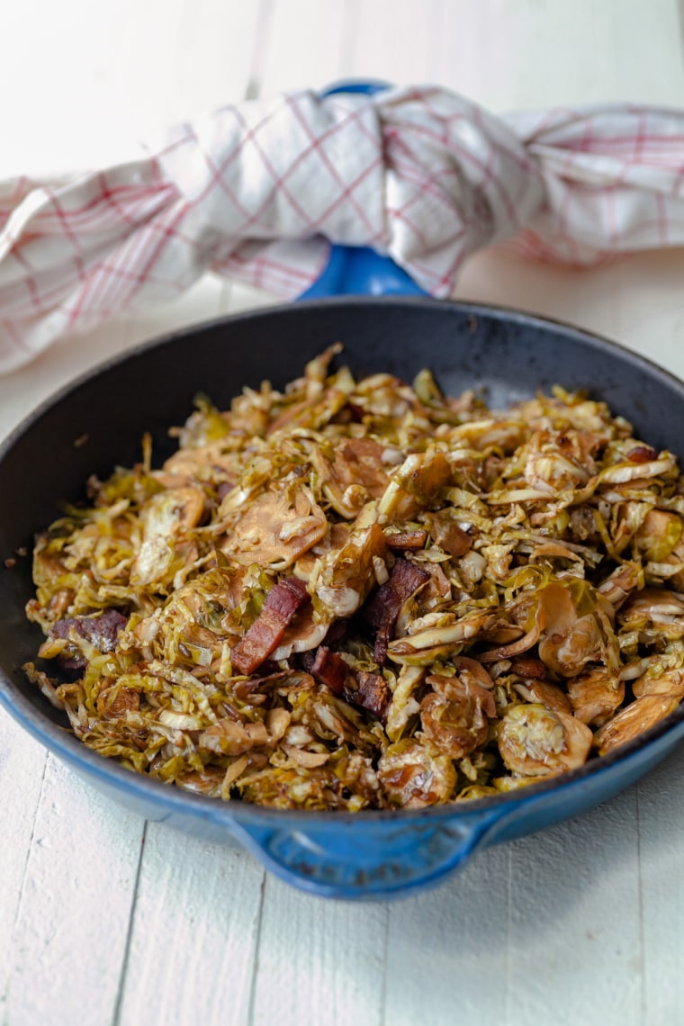 Image: Balsamic glazed shredded Brussels sprouts with bacon