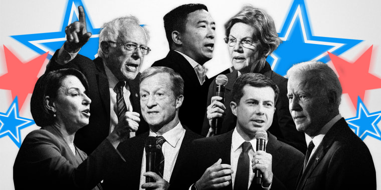 Image: Seven Democratic presidential candidates will take the stage in a debate sponsored by PBS Newshour and Politico  in Los Angeles on Thursday night.