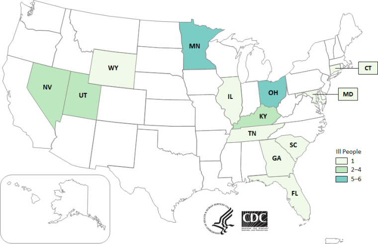 This CDC map shows reported cases of the infections linked to pet store puppies.