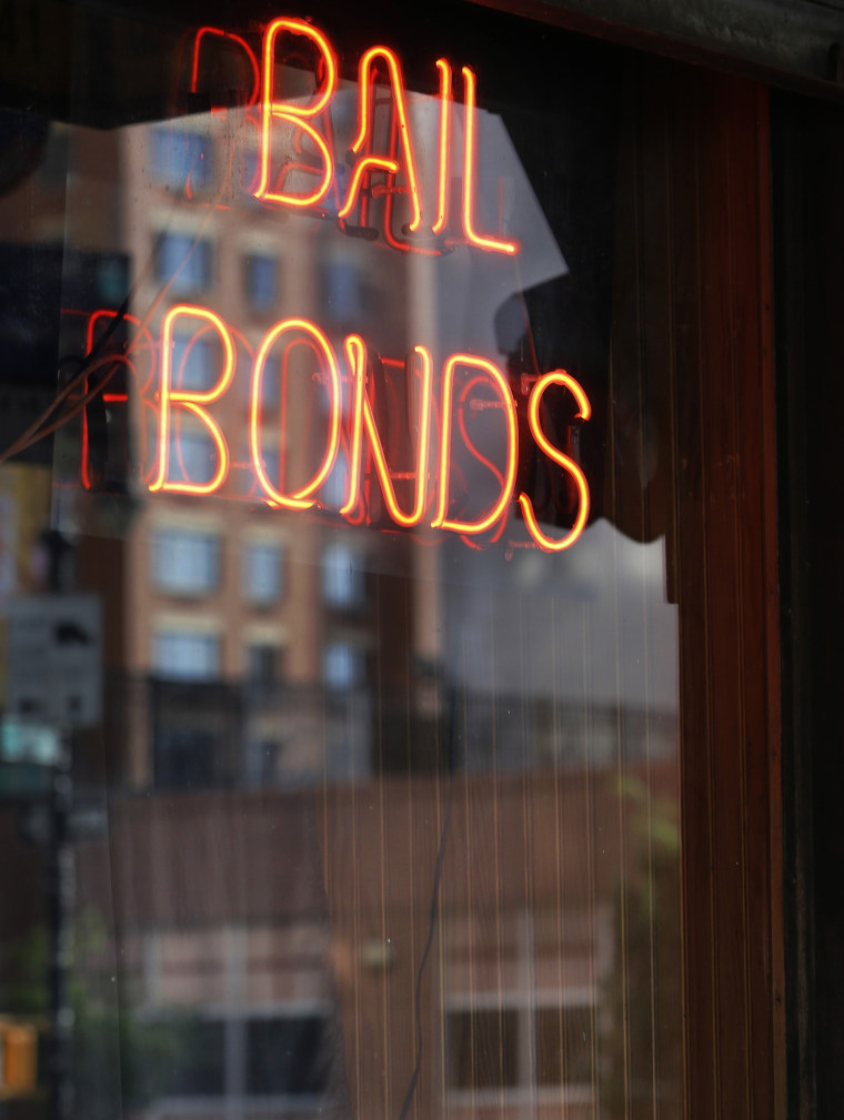 A bail bonds business is shown near Brooklyn's courthouse complex and jail in New York on July 7, 2015.