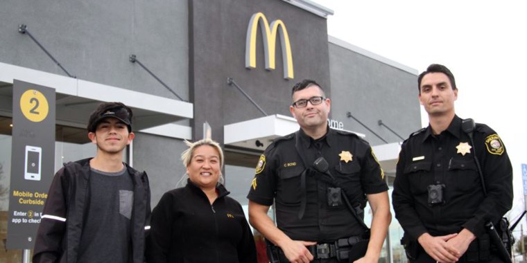 Employees at a McDonald's in Lodi, California, called police after a woman asked them to hide her and later mouthed "help me."