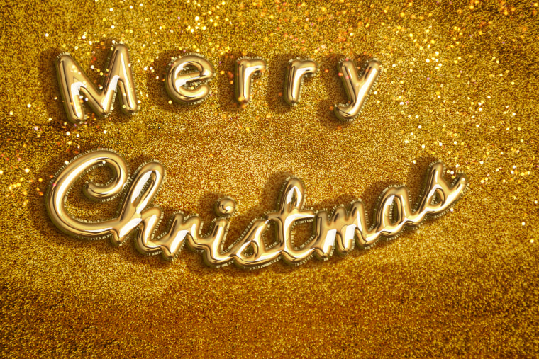 merry xmas message in gold balloon
