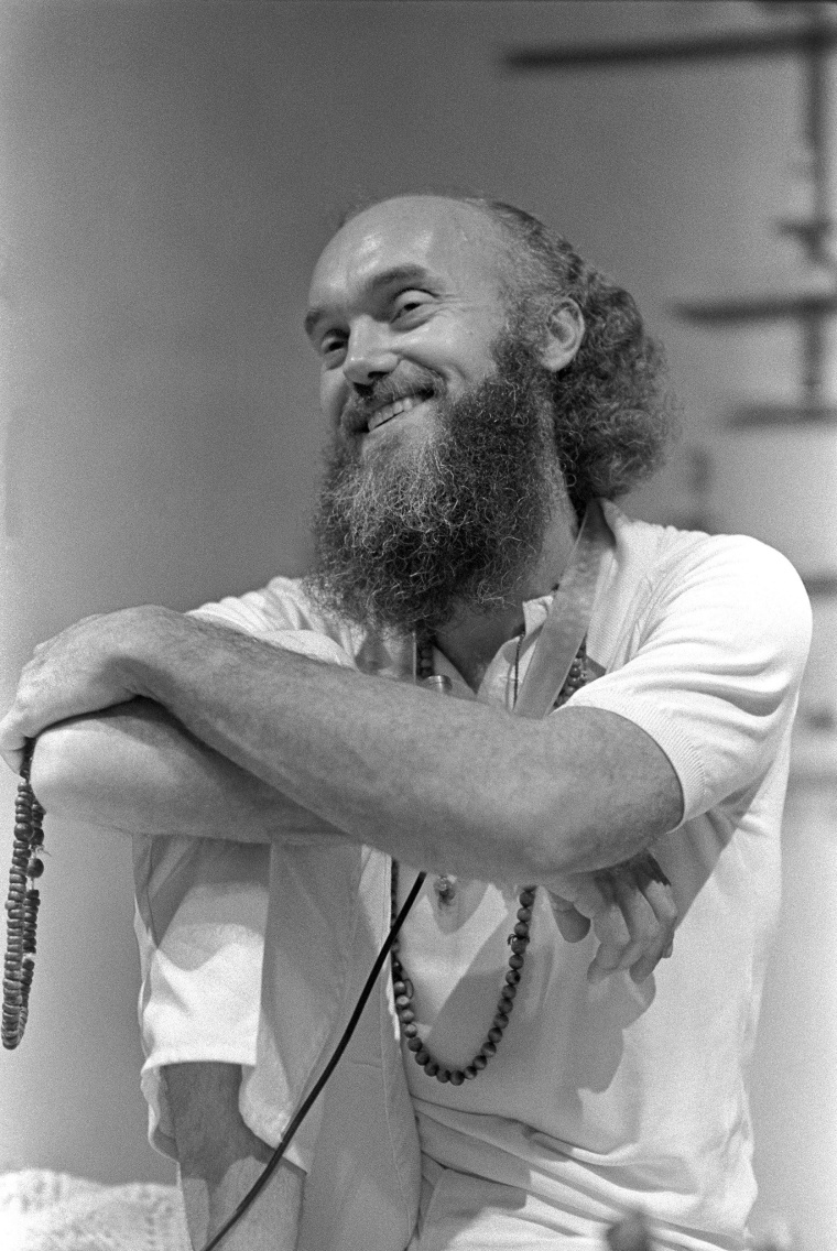 Image: American spiritual teacher Baba Ram Dass (Richard Alpert) poses for a portrait at the First Unitarian Church