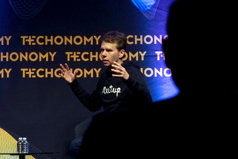 Image: Scott Heiferman, co-founder and CEO of Meetup Inc., speaks at the Techonomy conference in New York on May 14, 2019.