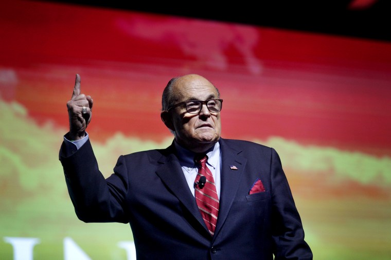 Image: Rudy Giuliani speaks to the crowd at the Turning Point USA Student Action Summit in Florida on Dec. 19, 2019.