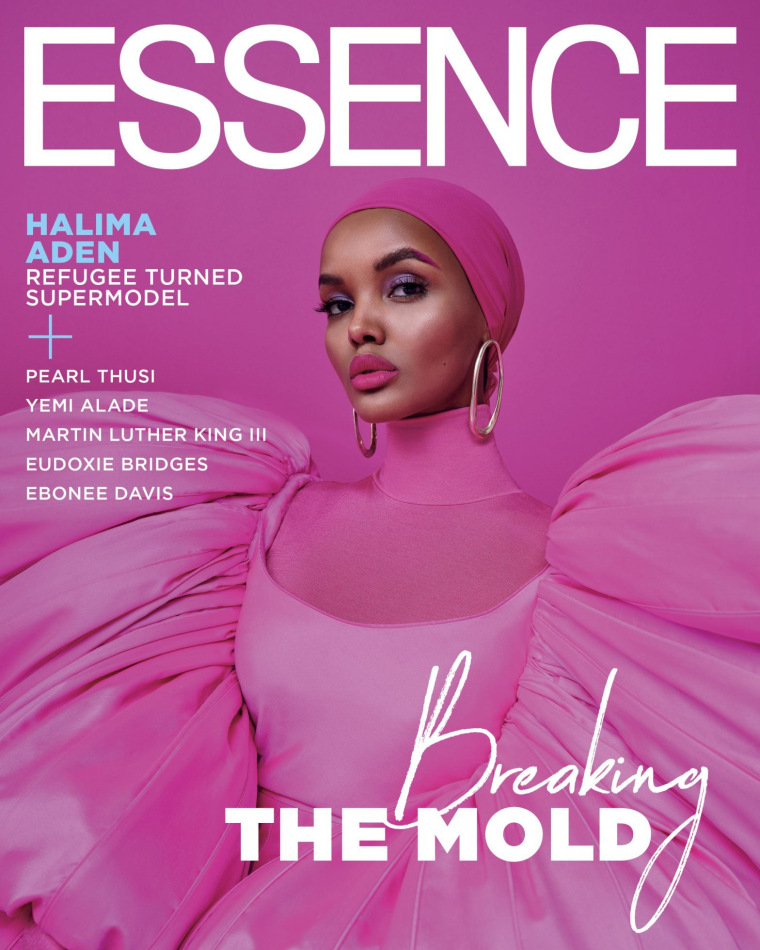 Model Halima Adin on the January/February cover of Essence magazine.