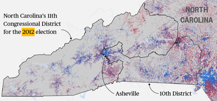 North Carolina's 11th Congressional District in 2012 excludes many Democrats in Asheville