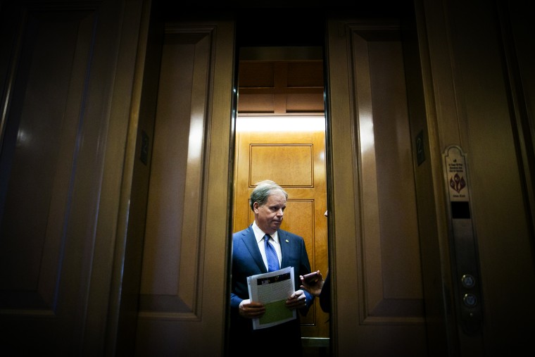 Image: Sen. Doug Jones, D-Ala., after a vote on Capitol Hill on March 14, 2019.