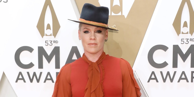 P!nk attends the 53nd annual CMA Awards at Bridgestone Arena on Nov. 13, 2019 in Nashville, Tennessee.