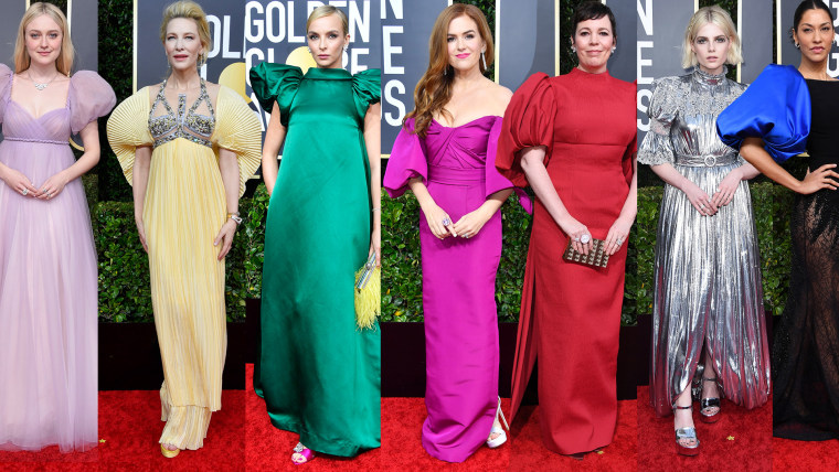 Golden Globes red carpet trends statement sleeves