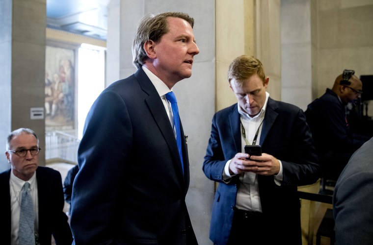 Image: Former White House counsel Don McGahn arrives at the Department of Justice on May 9, 2019.