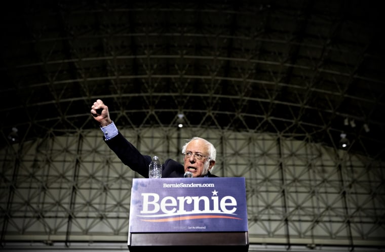 Image: Sen. Bernie Sanders speaks at a campaign rally in Chicago on March 3, 2019.
