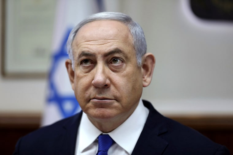 Image: Israeli Prime Minister Benjamin Netanyahu attends a cabinet meeting in Jerusalem on Dec. 29, 2019.
