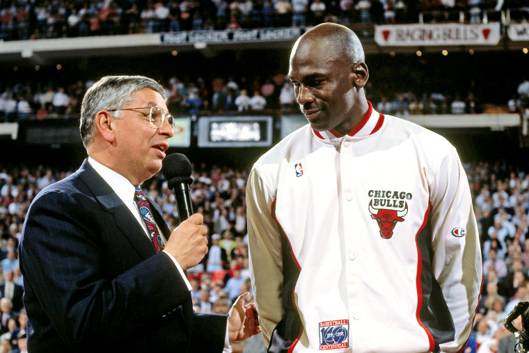 Image: David Stern and Michael Jordan in 1992