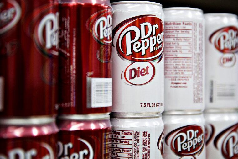 Image: Cans of Dr. Pepper for sale in a supermarket in Princeton, Ill., on Jan. 29, 2018.