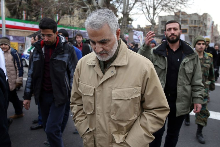 Image: The commander of the Iranian Revolutionary Guard's Quds Force, General Qassem Soleimani, attends celebrations marking the 37th anniversary of the Islamic revolution