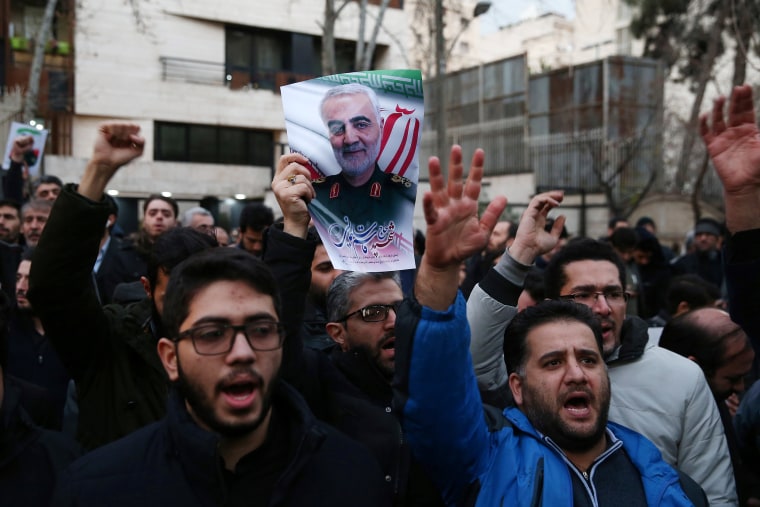 Image: Protest against the assassination of Iranian Major-General Soleimani in front of United Nation office in Tehran