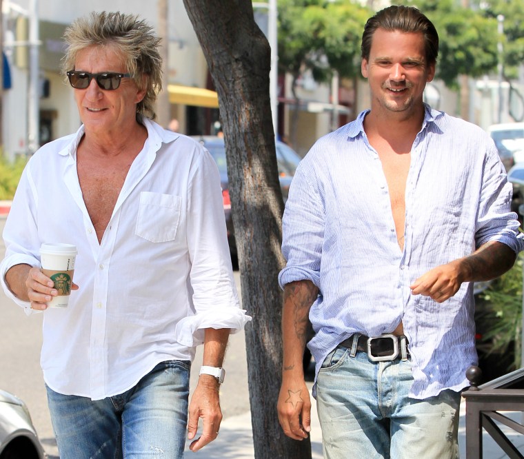 Rod Stewart and his son Sean Stewart in Los Angeles on are seen on Aug. 26, 2015.