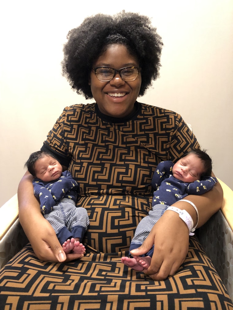 Alexzandria Wolliston with her twins, Kaylen and Kayleb, who were born on Dec. 27, 2019.