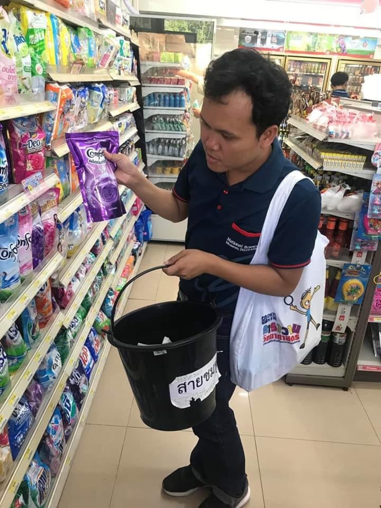 Shopping with a bucket in Thailand