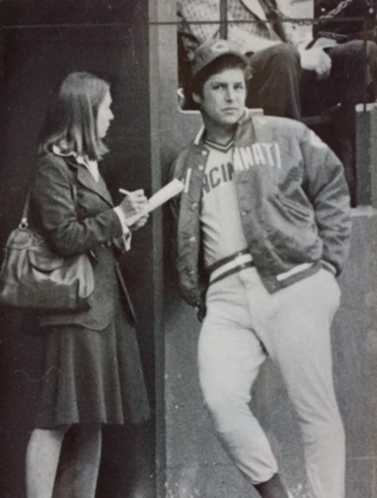 Stephanie Salter with pitcher Tom Seaver c. 1977-78 in Candlestick Park, San Francisco.