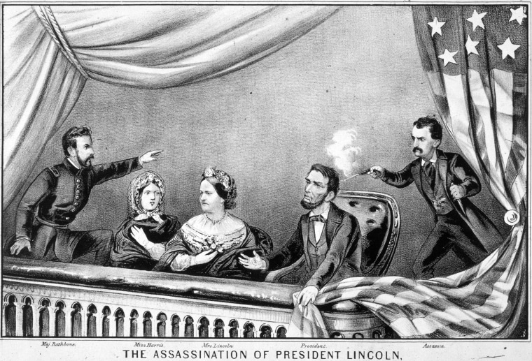 Image: The assassination of Abraham Lincoln by John Wilkes Booth.