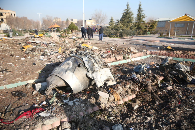 Image: Debris of a plane belonging to Ukraine International Airlines, that crashed after taking off from Iran's Imam Khomeini airport, on the outskirts of Tehran, Iran