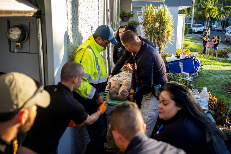 Image: Paramedics carry a patient who was injured in Ponce after an earthquake struck Puerto Rico on Jan. 7, 2020.