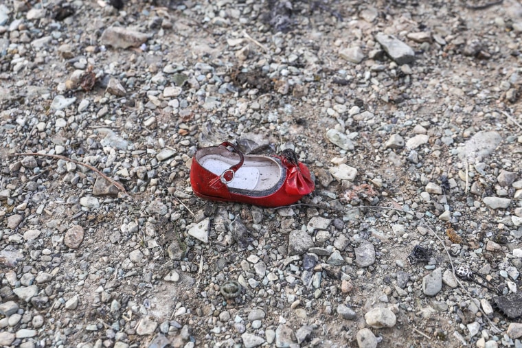 Image: A child's shoe at the crash scene of a Ukrainian airliner near Imam Khomeini airport near Tehran on Wednesday. 