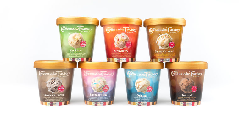 The new cheesecake ice cream collection comes in seven flavors inspired by the restaurant's cheesecakes.