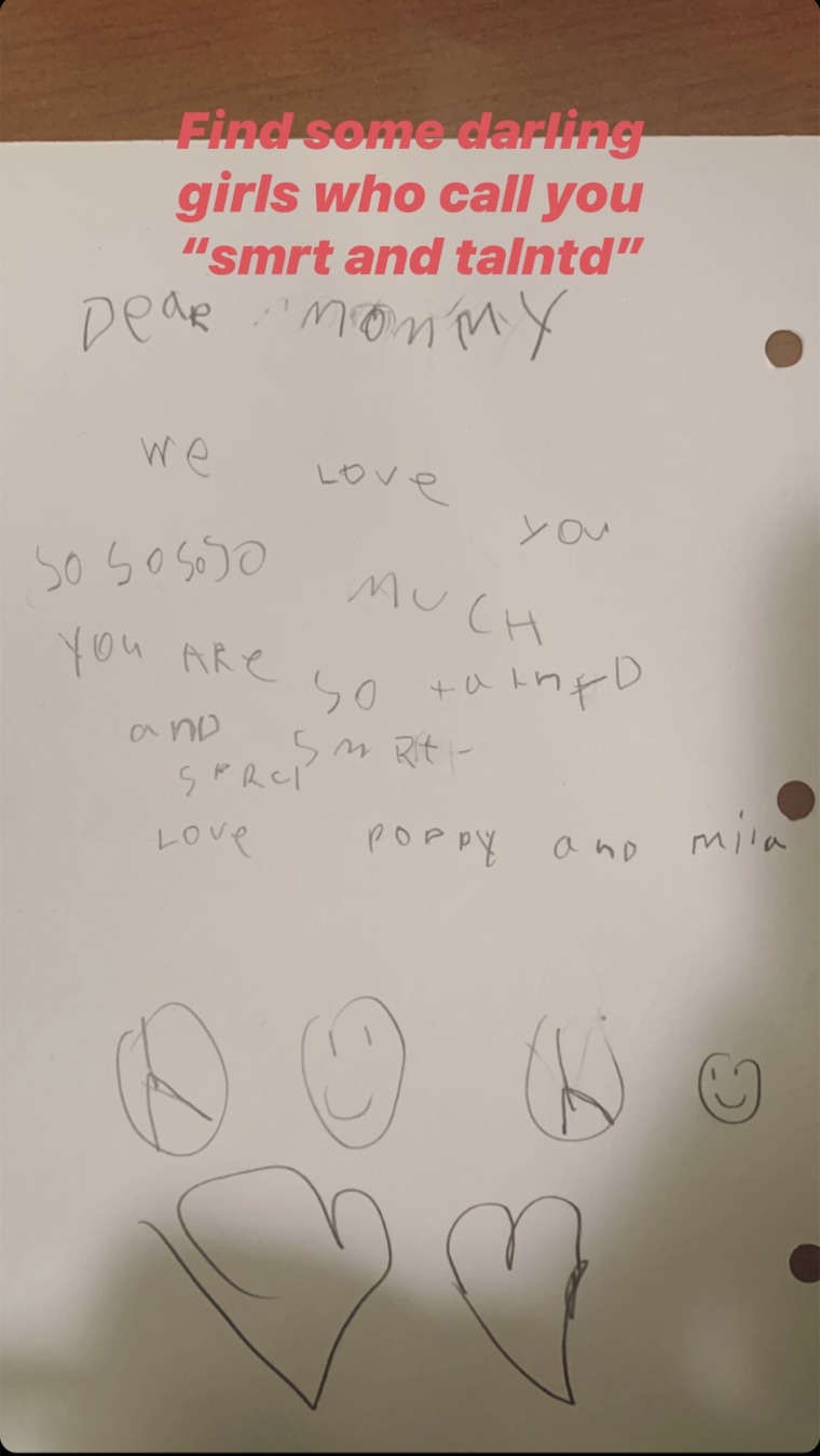 Jenna posted this cute note from her little girls calling her "smrt and talntd."