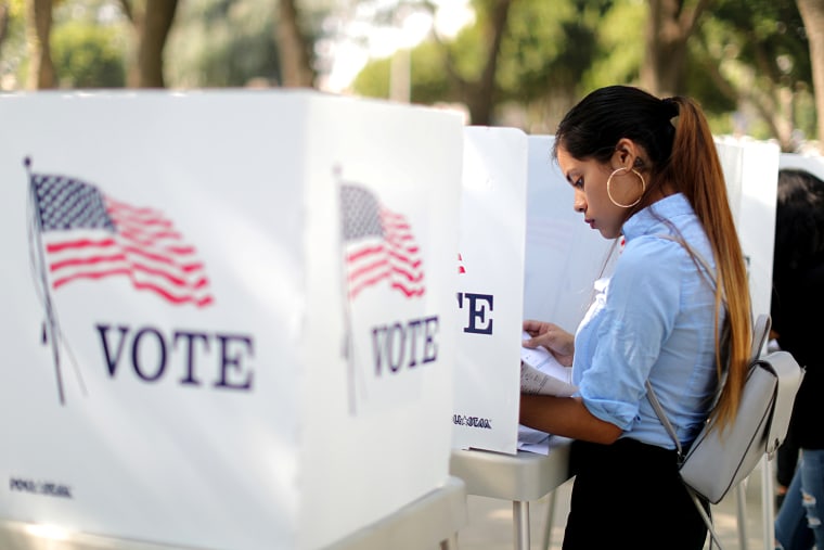 Image: Desteny Martinez votes in the midterm elections in Norwalk, California, on Oct. 24, 2018.