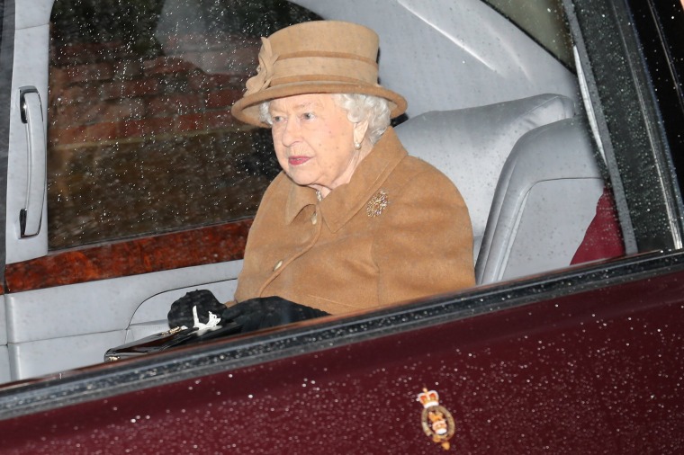 Image: Britain's Queen Elizabeth II departs from church on the Sandringham estate