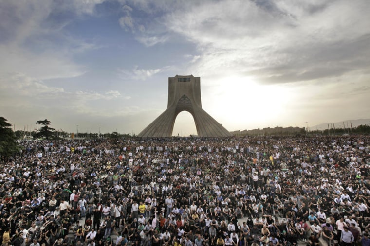 Iranians take to the street to protest the 2009 election results.
