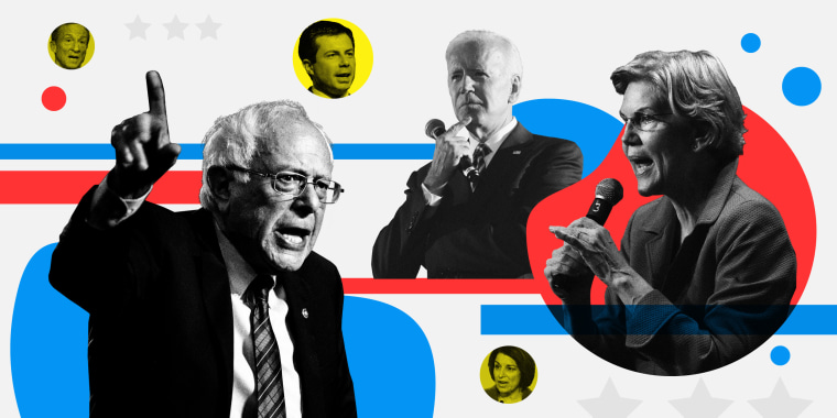 The candidates in the seventh Democratic presidential debate.