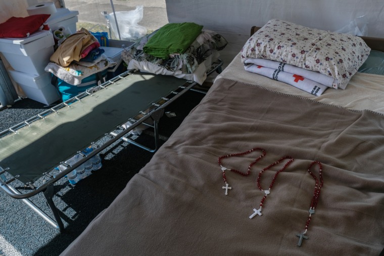 Image: Rosaries on a bed at Heriberto Cruz athletic track